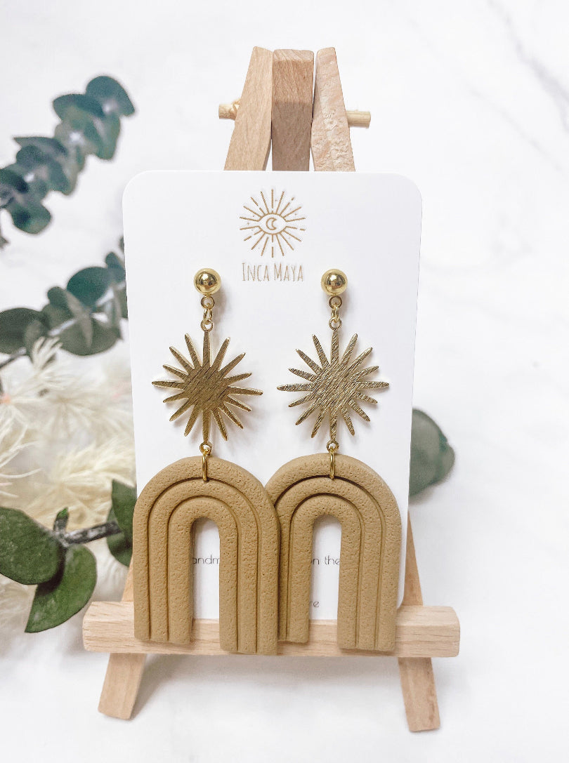 Raya Latte Rainbow Statement Earrings – Inca Maya